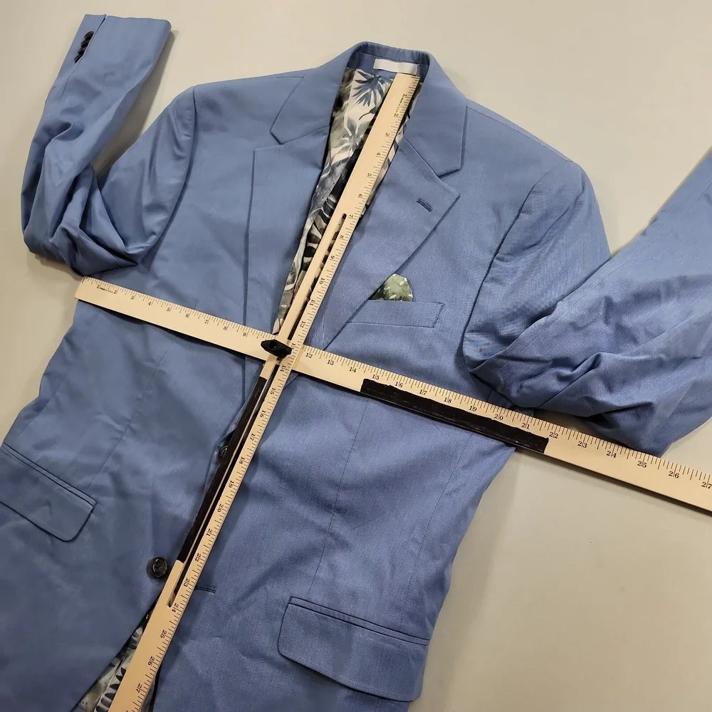 Sean John Solid Suit Jacket Mens‎ 40R 40 Light Blue Classic-Fit Cotton Blend NEW